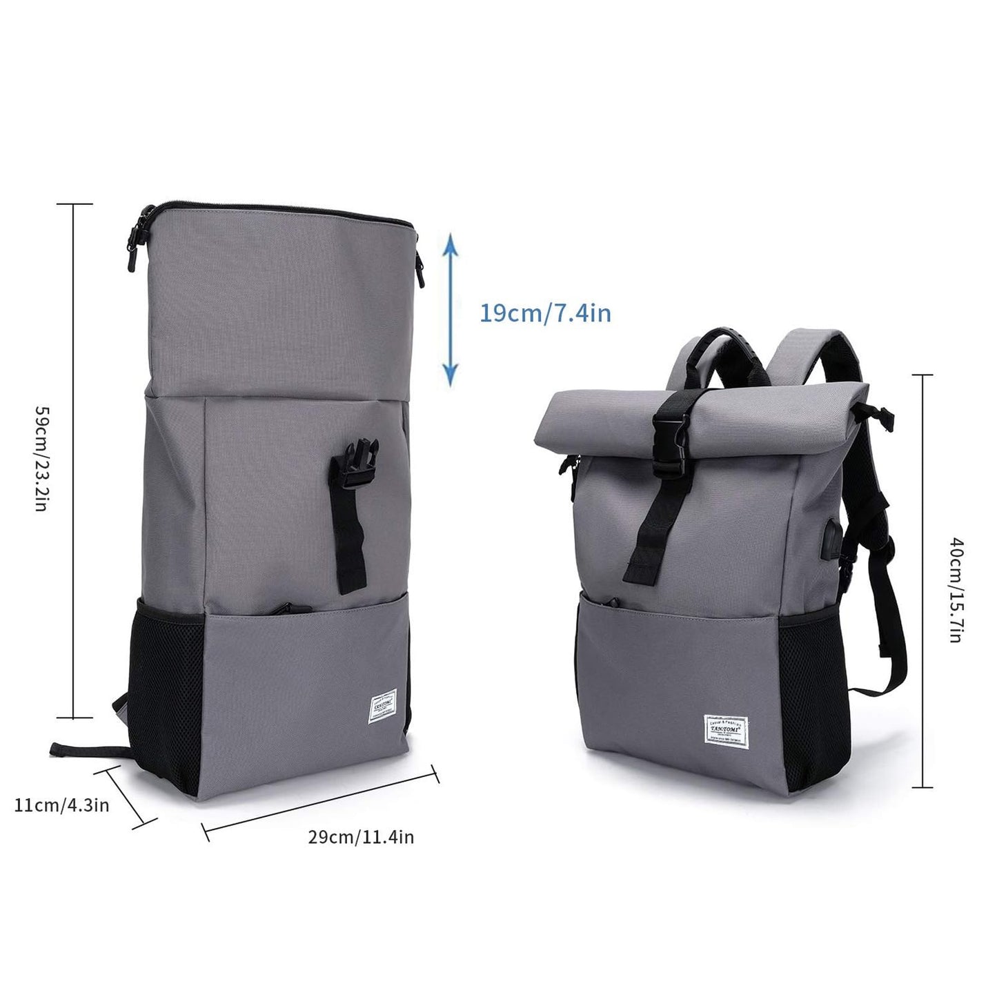 MoFut Rucksack Damen Groß Rucksack Herren Groß Schulrucksack viele Fächer mit 15,6" Laptopfach, Unisex Rolltop Rucksack Wasserdicht, Lässiger Backpack Schule Freizeit Uni Arbeit Wandern.
