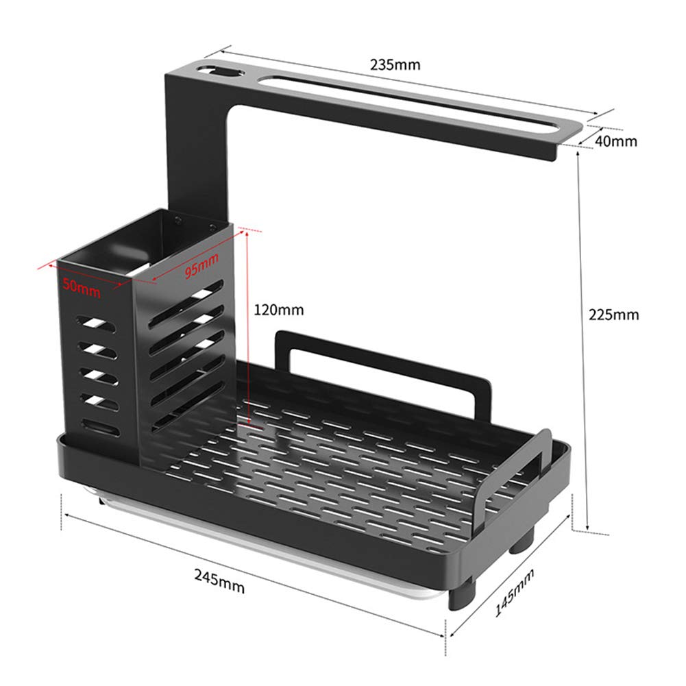 Shunfaji Spülbecken Organizer Spülbecken Caddy Organizer Edelstahl Utensilien Korb für Küche & Badezimmer mit Abflusspfanne, Klebstoff Arbeitsplatte Dual-Use Schwamm Bürste Seifenschale Halter