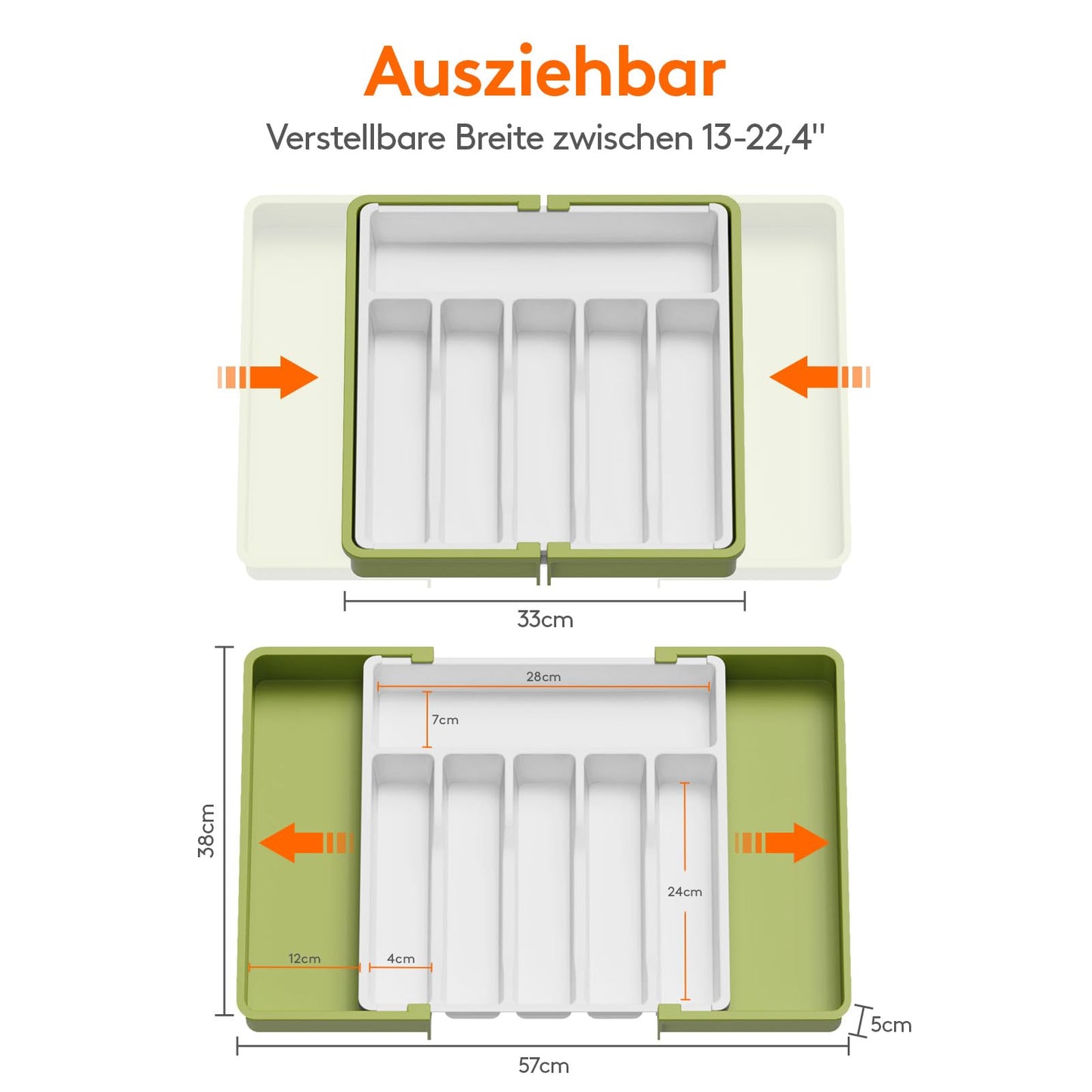 Lifewit Besteckkasten für Schubladen,verstellbarer Besteckhalter Utensilienhalter für Küchenschubladen, Schubladeneinsatz Besteckeinsatz für Küche Organizer aus Kunststoff für Löffel,Gabeln, Schwarz
