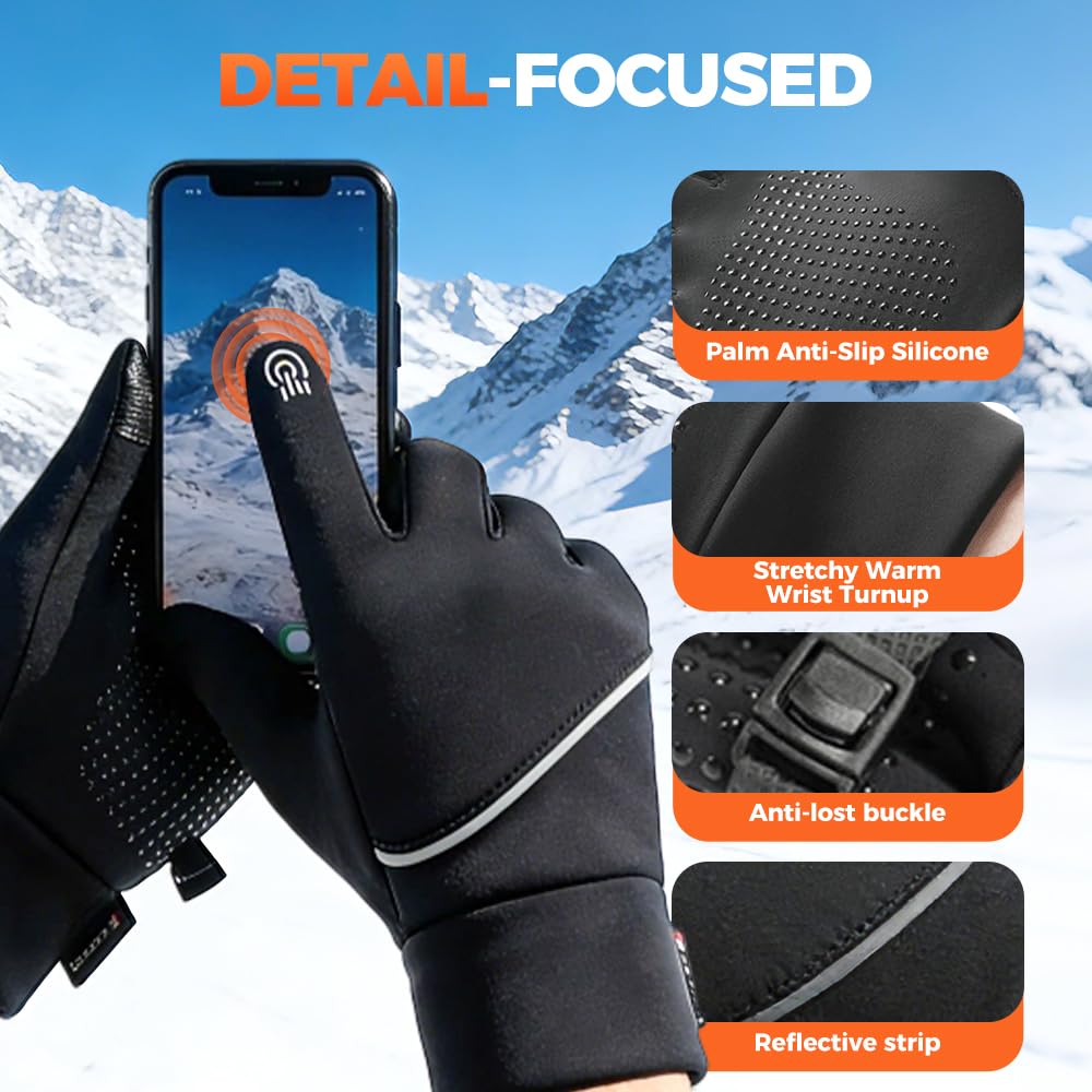 USB Heated Gloves, 2026 Winter Gloves Touch Screen, Heated Gloves Women Men, Electric Heated Ski Gloves, Cycling Gloves, Waterproof for Cycling, Running