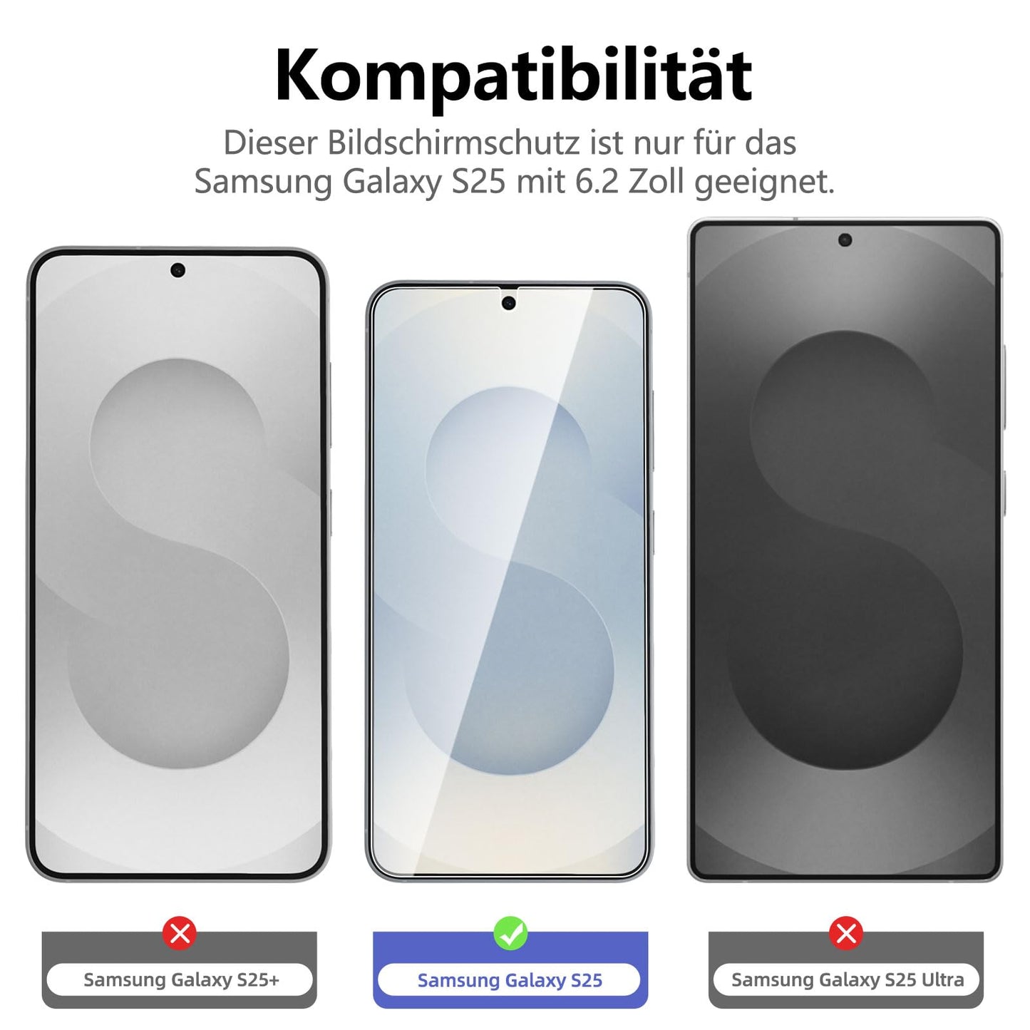 NEW'C Pack of 3 for Samsung Galaxy S25 Ultra Tempered Glass, Scratch Free, 9H Hardness, HD Screen Protector, Ultra Clear, Ultra Resistant