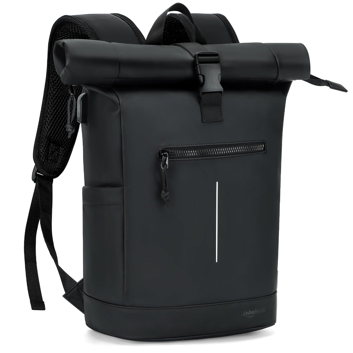 Lekeinchi Rolltop Rucksack Wasserdicht für Damen & Herren, Großer Laptop Rucksack mit Computerfach für 17 Zoll Laptop, Elegant Reiserucksack Daypack für Reisen, Radfahren, Uni Schule, Arbeit-Blau