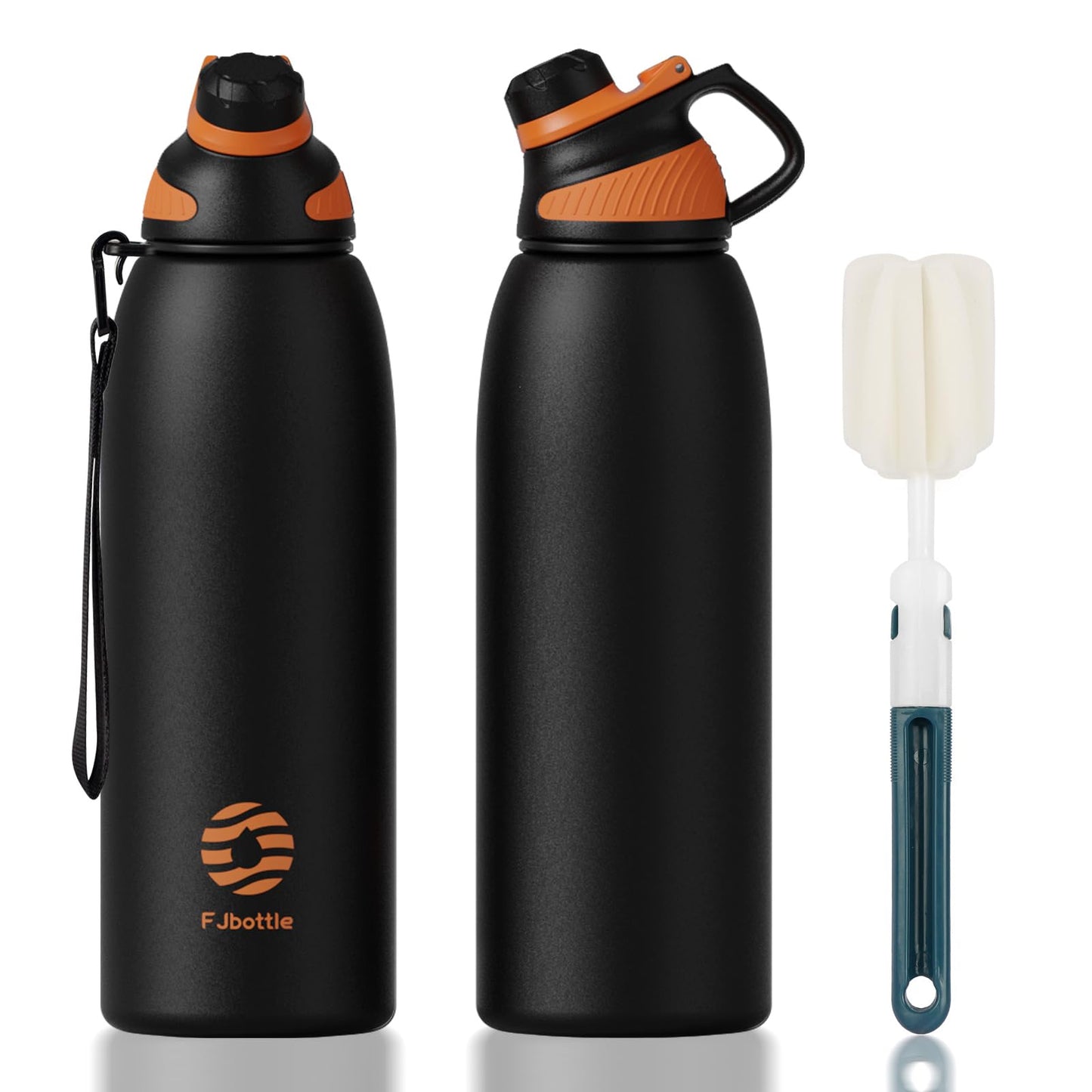 Fjbottle Edelstahl Trinkflasche Sport mit Magnetischem Deckel 1L, 800ml, 600ml, 400ml BPA-Frei Auslaufsichere Kinder Flasche - Kohlensäure geeignet 1500ML Wasserflasche Thermo für Schule, Fitness
