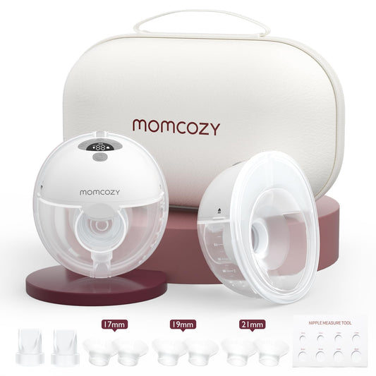 Momcozy Milchpumpe Elektrisch Tragbar Freihändig M5, Doppelmilchpumpe Für Den Babymund, Doppelt Abgedichteter Flansch Mit 3 Modi und 9 Stufen, – 24 mm (2, Grau)