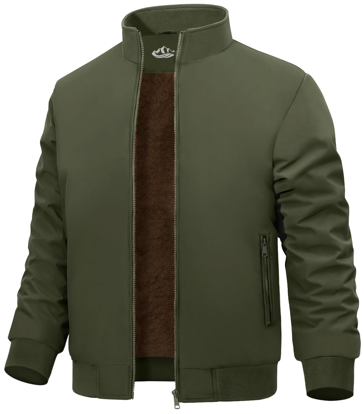 Lonya Men's Fleece Winter Windproof Bomber Jacket Full Zip Transition Jacket Flight Jacket Autumn Warm Padded Stand-Up Collar Coats Jackets