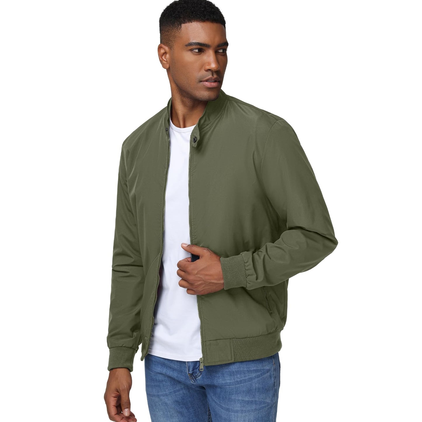 HOTIAN Herren Jacke Leichte Windbreaker Bomberjacke mit Stehkragen Jacke Übergangsjacke Freizeit jacke mit Reißverschlusstaschen