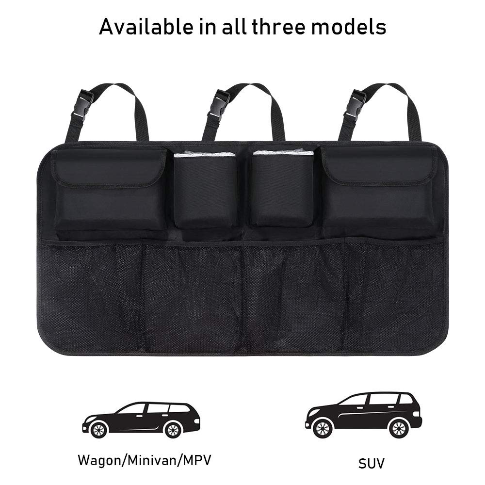 URAQT Car Boot Organiser Car Storage Bag Car Boot Bag Waterproof Bags for Car with Strong Elastic Magic Wand Structure for SUV Black