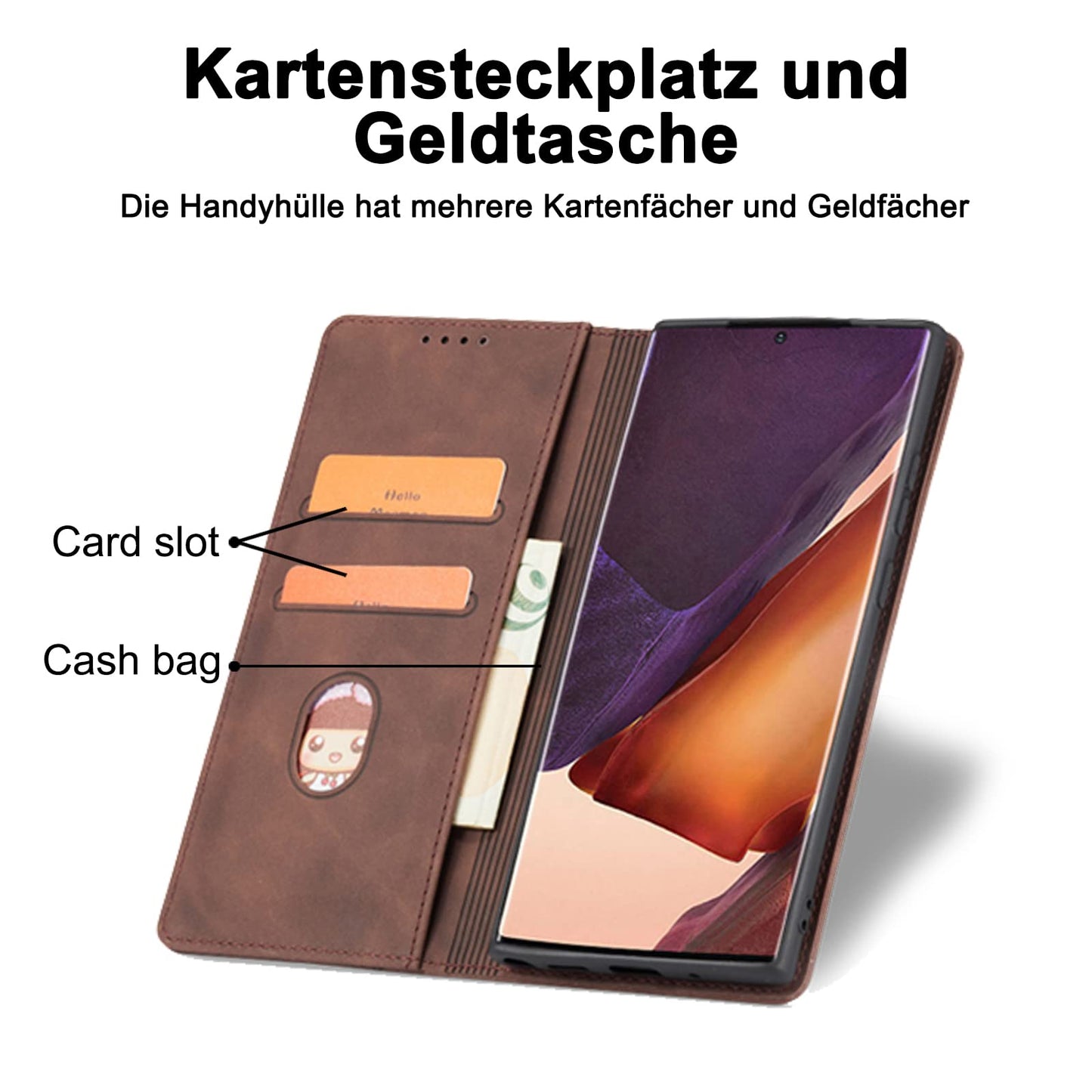 S. Dawezo Hülle für Samsung Galaxy S22 Plus, Premium Leder magnetische Handyhülle mit Ständer, Kartenfach und Brieftasche, Shock Absorbing, kompatibel mit Samsung S22 Plus-Kaffee