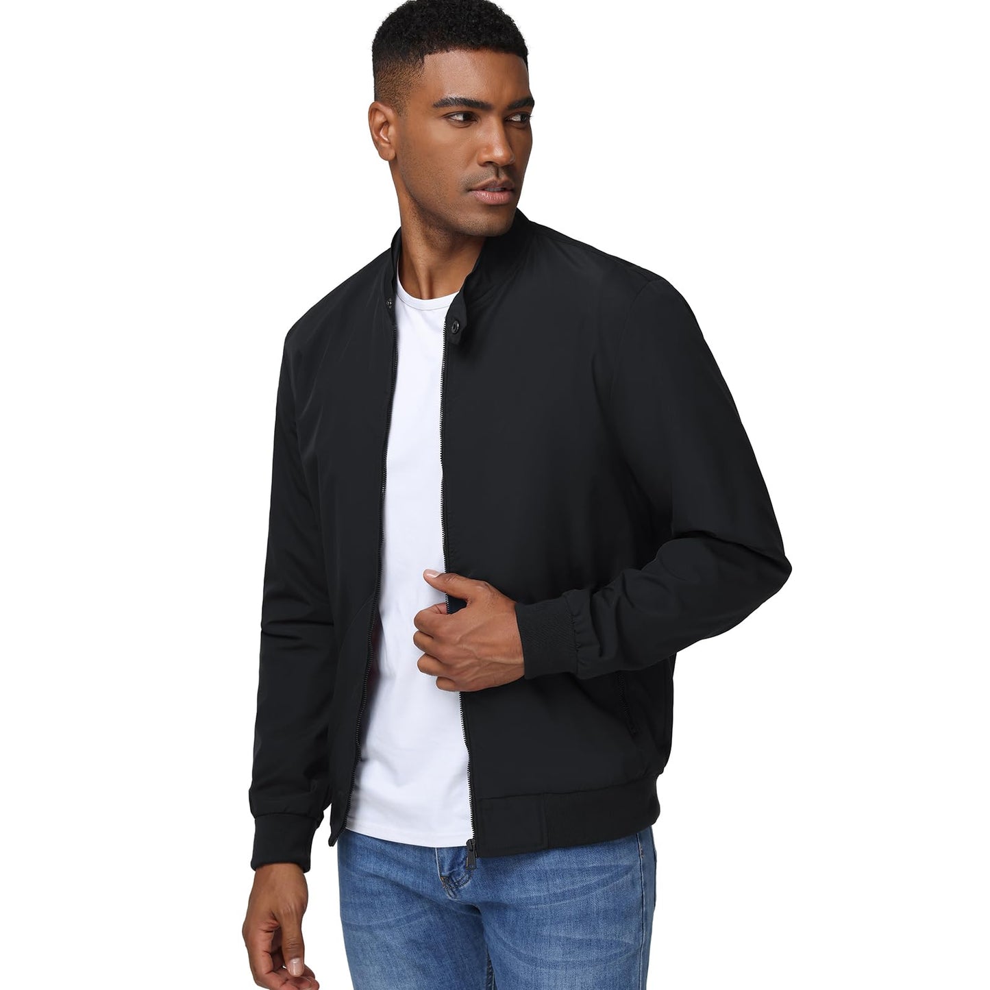 HOTIAN Herren Jacke Leichte Windbreaker Bomberjacke mit Stehkragen Jacke Übergangsjacke Freizeit jacke mit Reißverschlusstaschen
