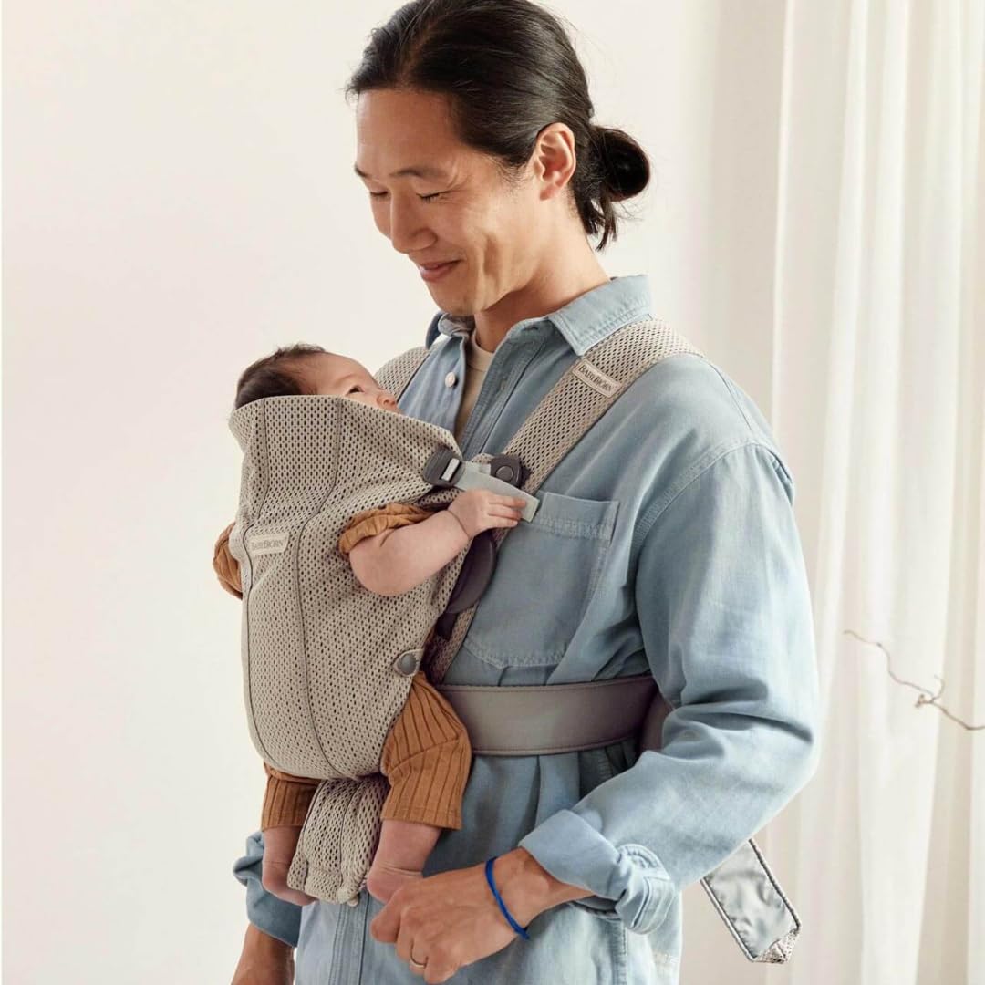 BabyBjörn Babytrage Mini, 3D-Netzstoff, Grau-Beige