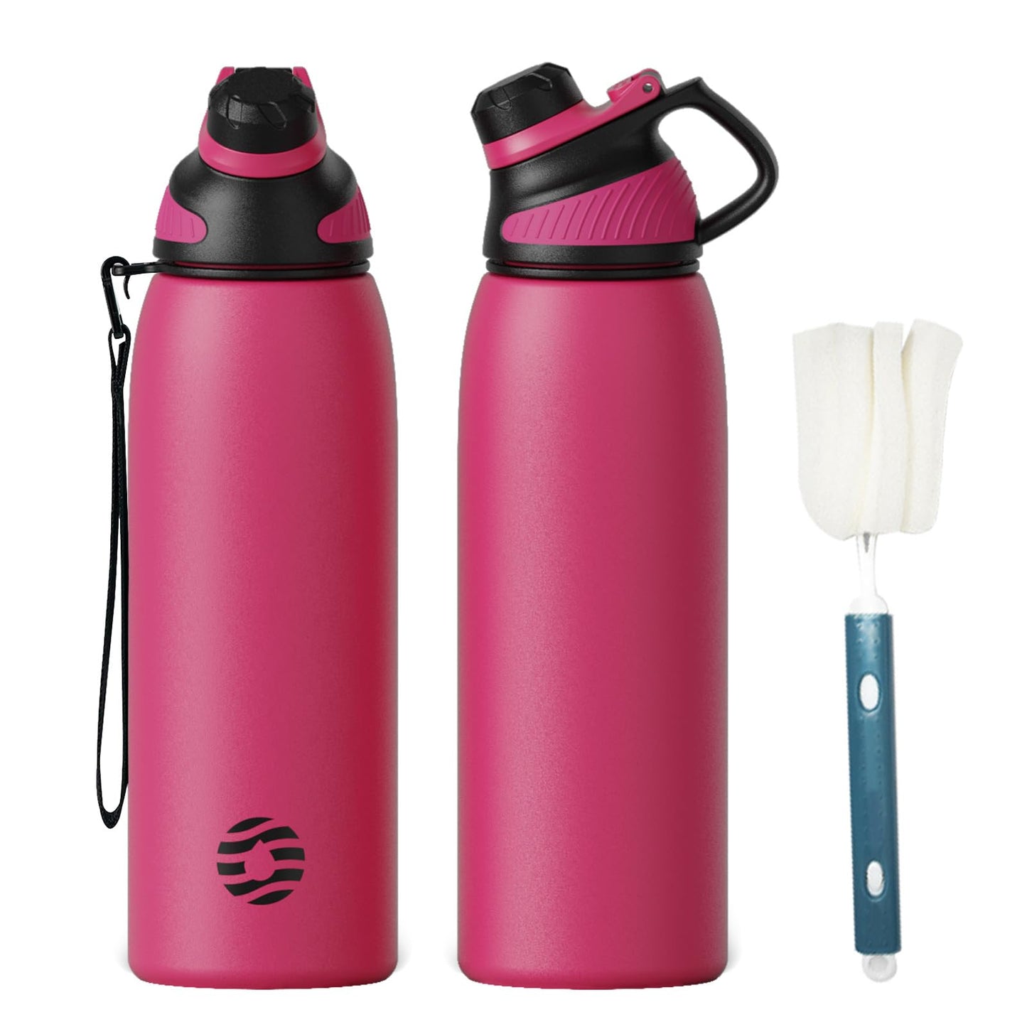 Fjbottle Edelstahl Trinkflasche Sport mit Magnetischem Deckel 1L, 800ml, 600ml, 400ml BPA-Frei Auslaufsichere Kinder Flasche - Kohlensäure geeignet 1500ML Wasserflasche Thermo für Schule, Fitness