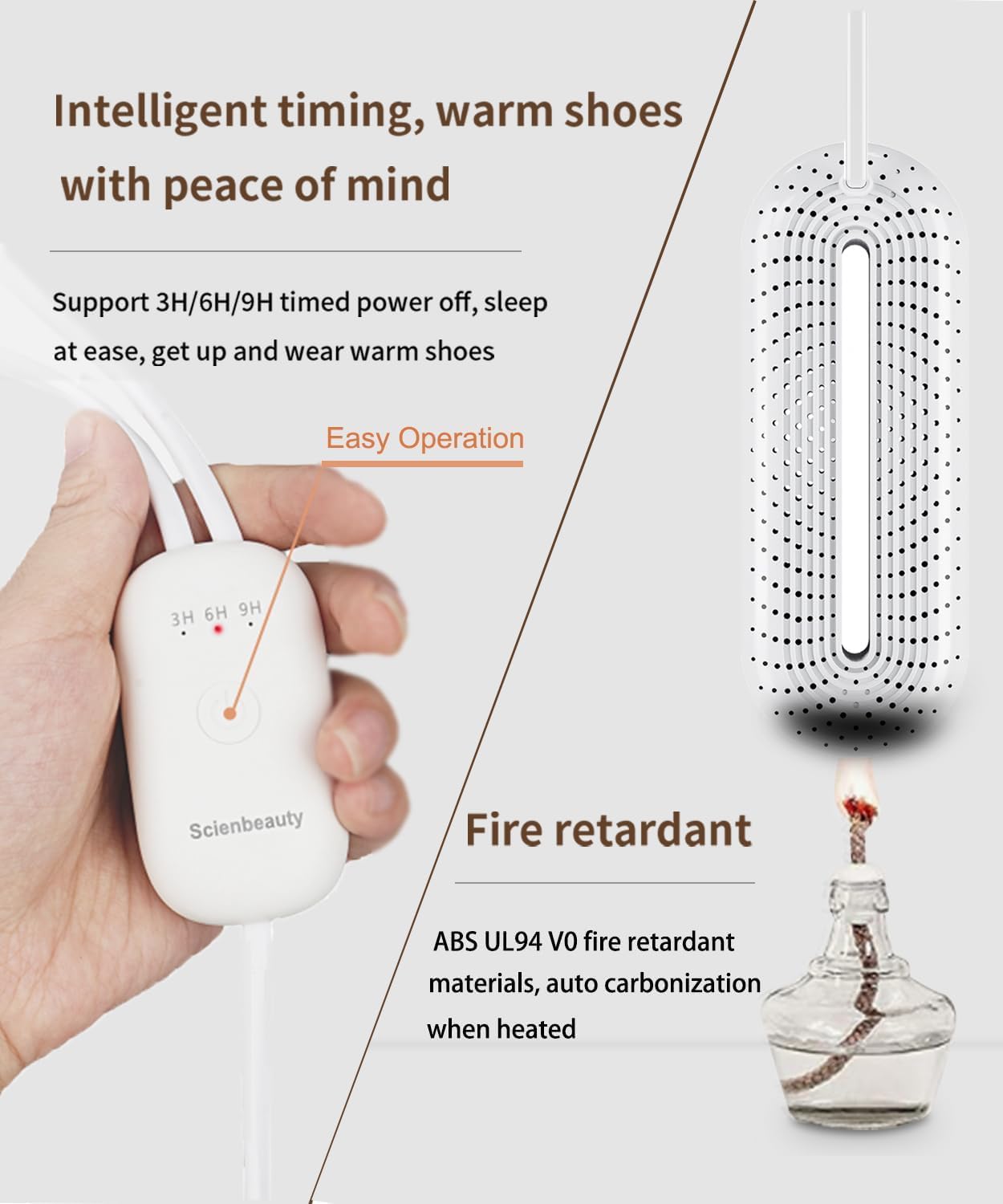 Scienbeauty Shoe Dryer, Ski Boot Dryer, Electric Shoe Warmer, 3 Modes, Switch Off, Timer, Quiet Boot Dryer for Shoes