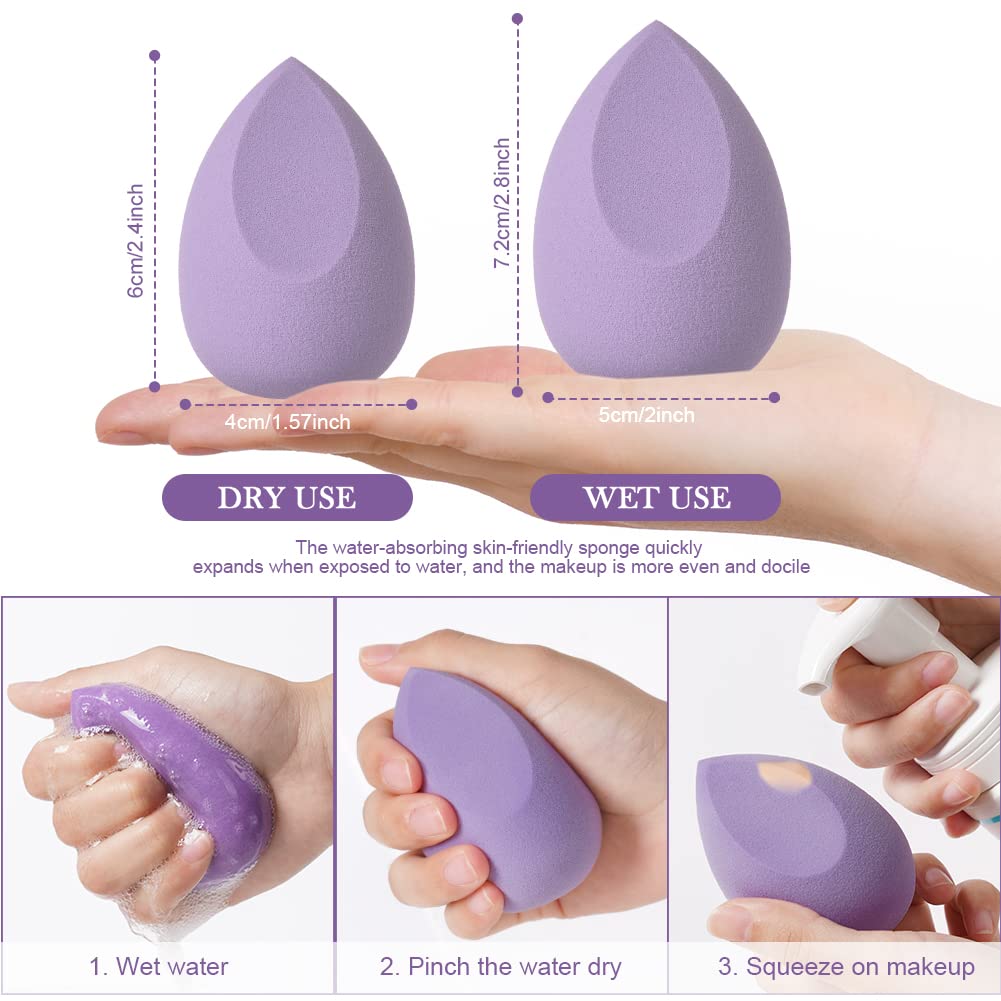 AUAUY 4 PCS Make up Schwamm Set, Foundation Blending Beauty Sponge, Beauty Makeup Schwämme Blender für Flüssigkeit Foundation Puder Sonnenschutz und Creme mit 1 Schwammhalter, 1 Puderquaste