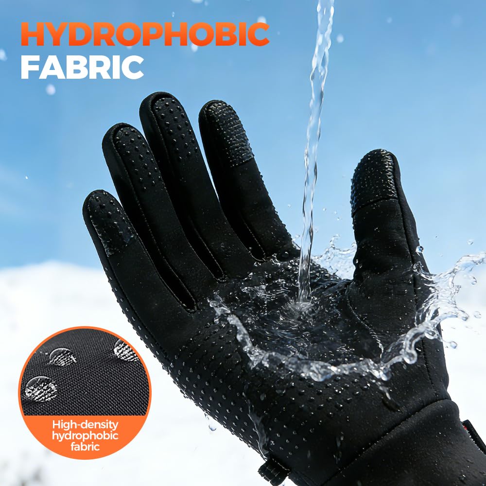 USB Heated Gloves, 2026 Winter Gloves Touch Screen, Heated Gloves Women Men, Electric Heated Ski Gloves, Cycling Gloves, Waterproof for Cycling, Running