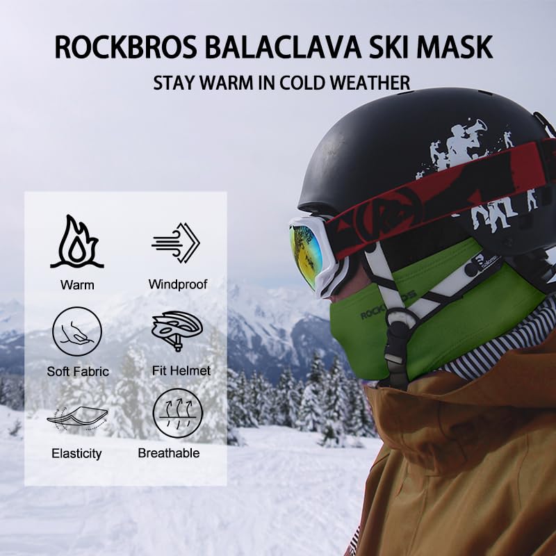 ROCKBROS Sturmhaube Balaclava Skimaske Winddicht Warm für Fahrrad Ski Motorrad Winter Unisex Einheitsgröße