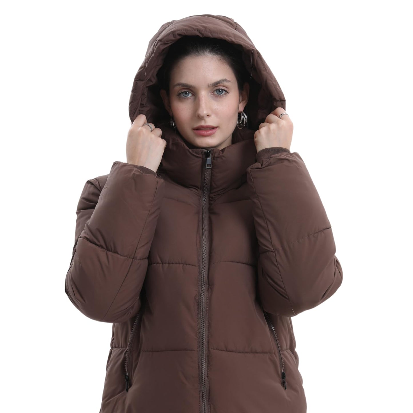 PUFFIT Damen Winter Jake mit Kapuze Warmer Wasserdicht Winterjacke Steppmantel Female Jacken