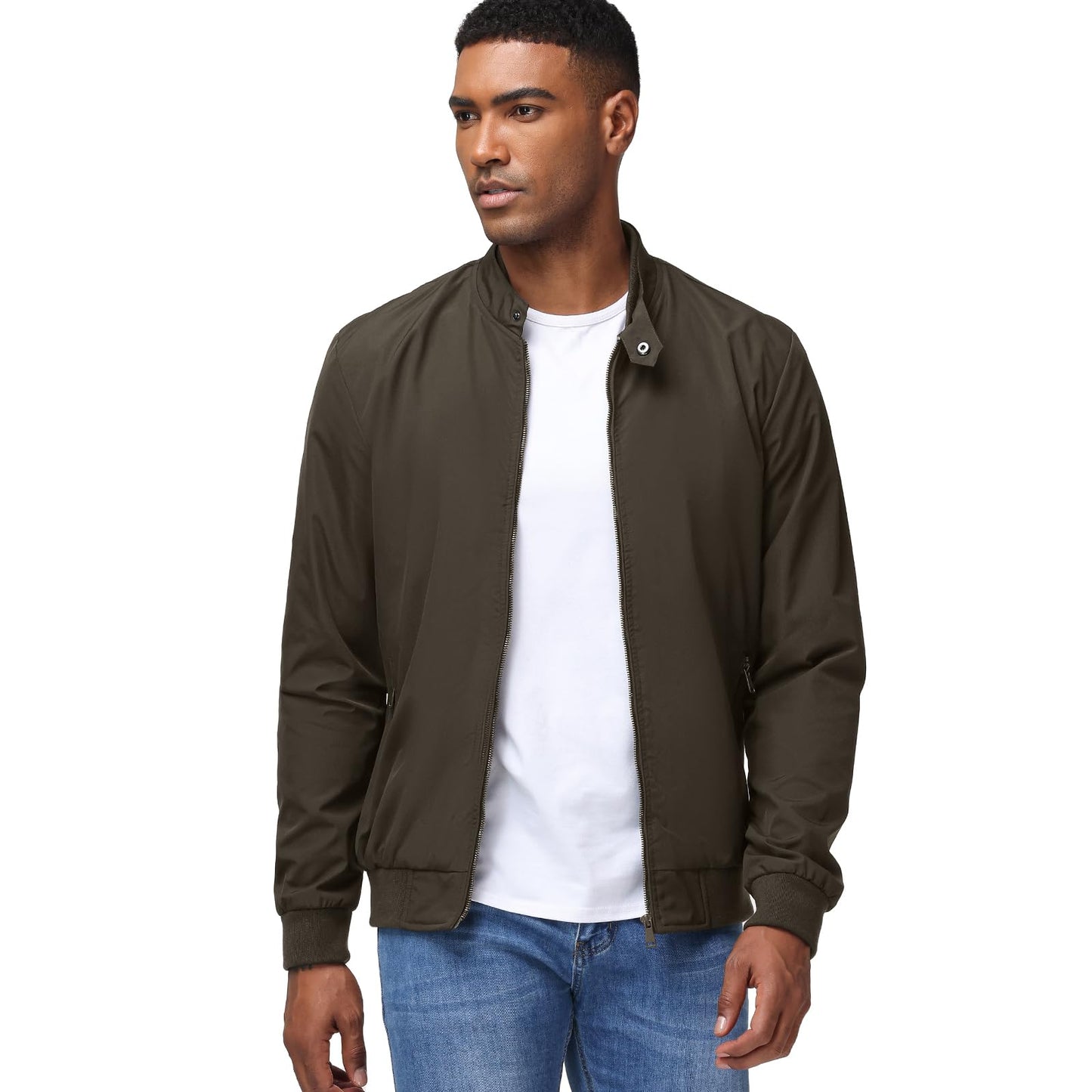 HOTIAN Herren Jacke Leichte Windbreaker Bomberjacke mit Stehkragen Jacke Übergangsjacke Freizeit jacke mit Reißverschlusstaschen