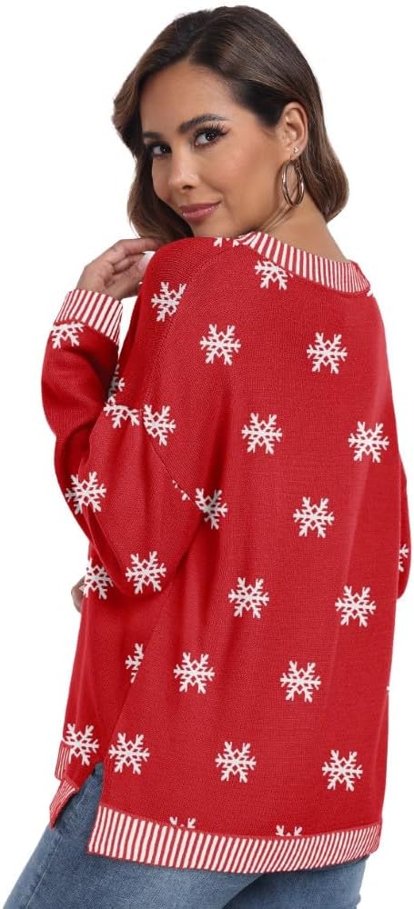 PrinStory Pullover Damen Strickpullover Langarm Rundhals Elegant Lässig Sweatshirt Warm Damen Winter Pullis Strickwaren