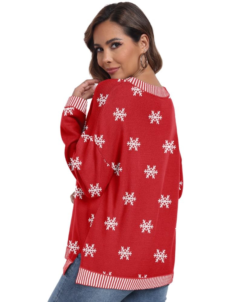 PrinStory Pullover Damen Strickpullover Langarm Rundhals Elegant Lässig Sweatshirt Warm Damen Winter Pullis Strickwaren