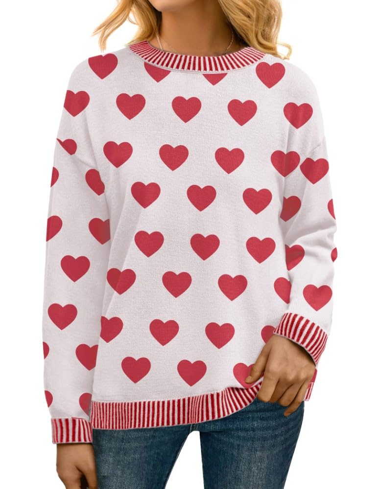 PrinStory Pullover Damen Strickpullover Langarm Rundhals Elegant Lässig Sweatshirt Warm Damen Winter Pullis Strickwaren