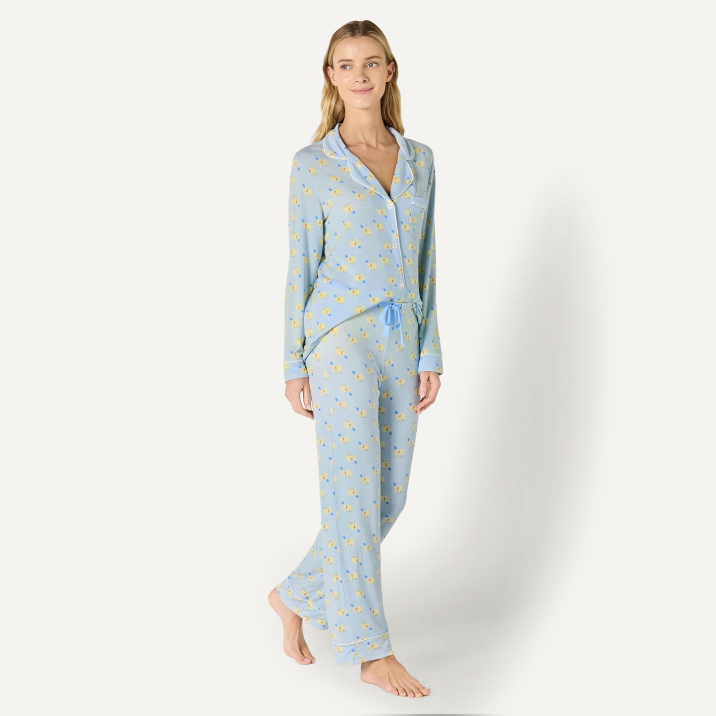 Amazon Essentials x Sofia Grainge Damen Pyjama-Set aus elastischer Modalfaser mit Langen Ärmeln und bodenlangem Unterteil