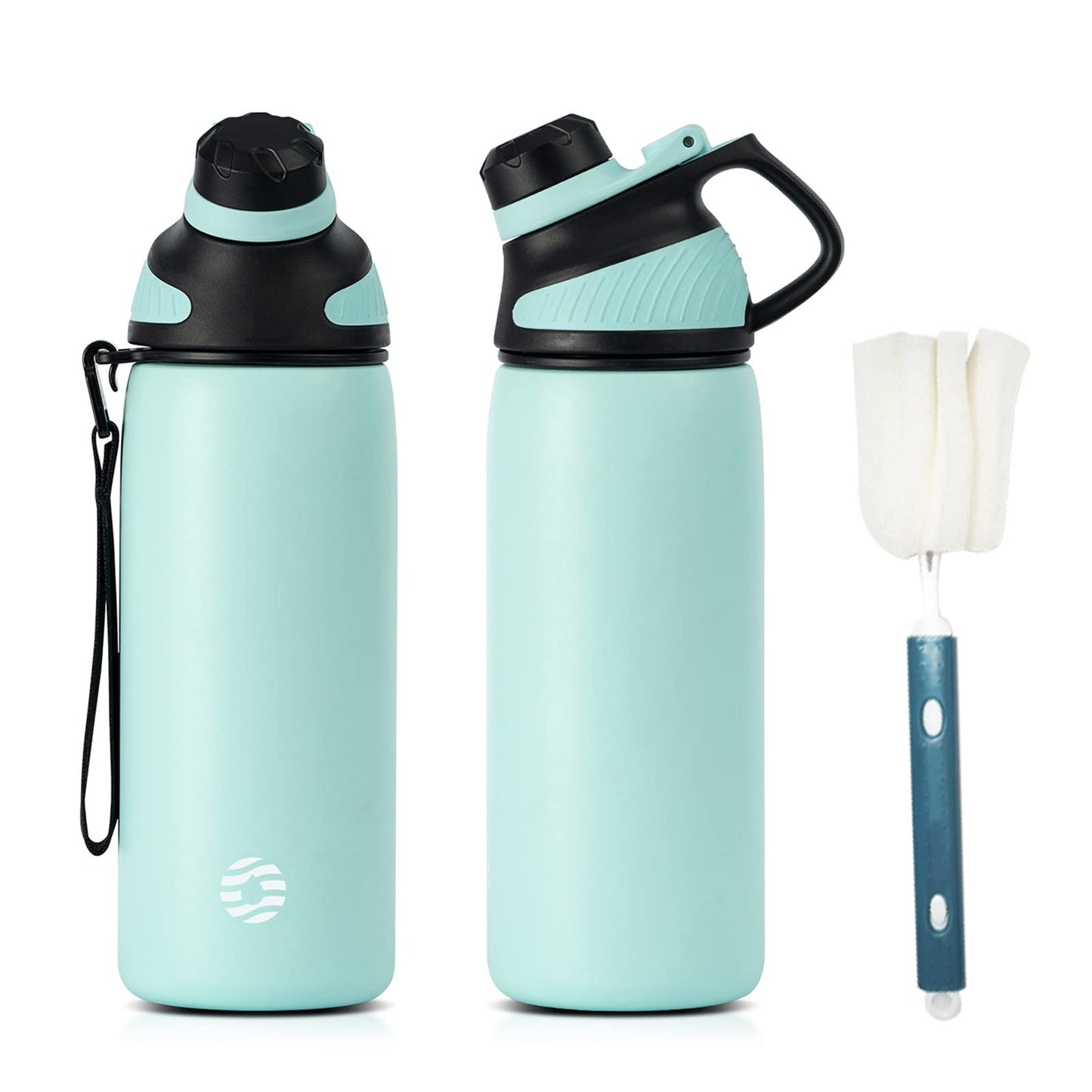 Fjbottle Edelstahl Trinkflasche Sport mit Magnetischem Deckel 1L, 800ml, 600ml, 400ml BPA-Frei Auslaufsichere Kinder Flasche - Kohlensäure geeignet 1500ML Wasserflasche Thermo für Schule, Fitness