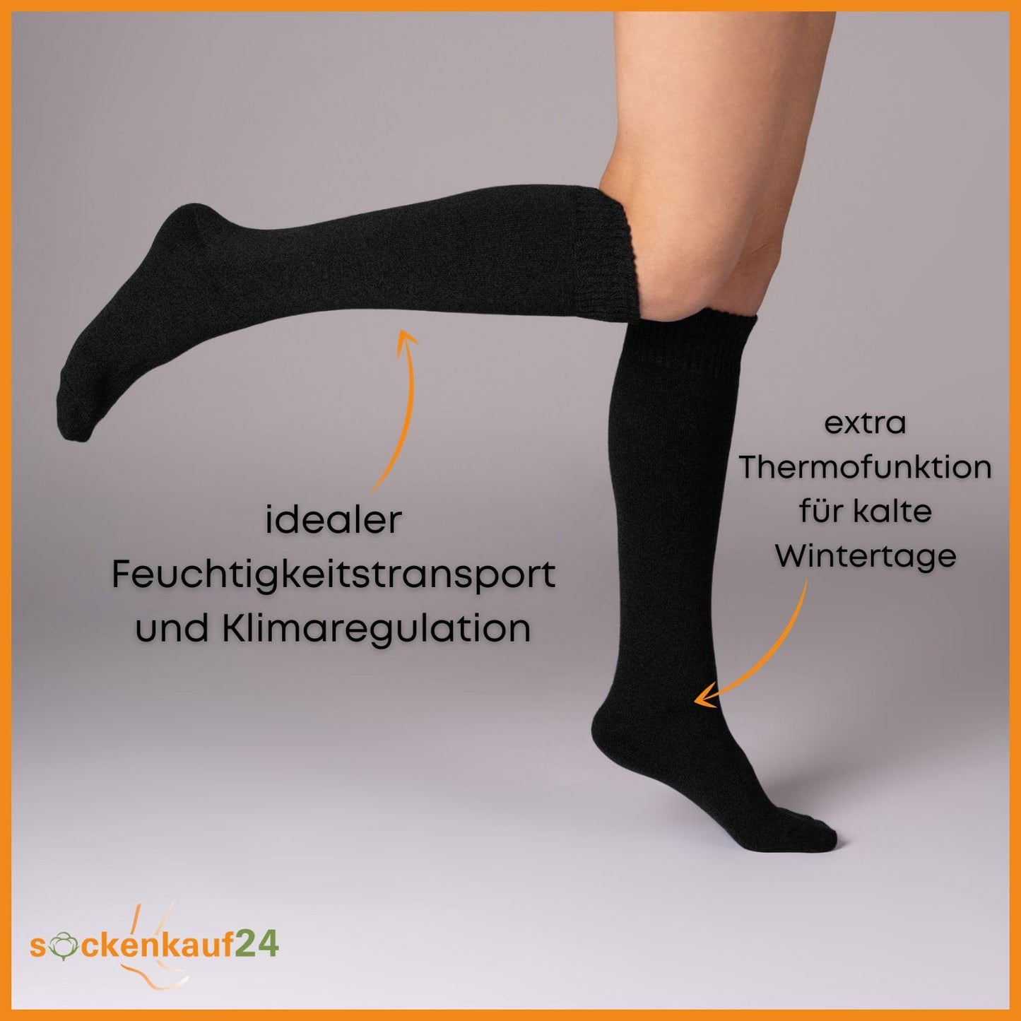 sockenkauf24 22350 Men's Thermal Knee Socks Inner Terry Towelling 4 Pairs