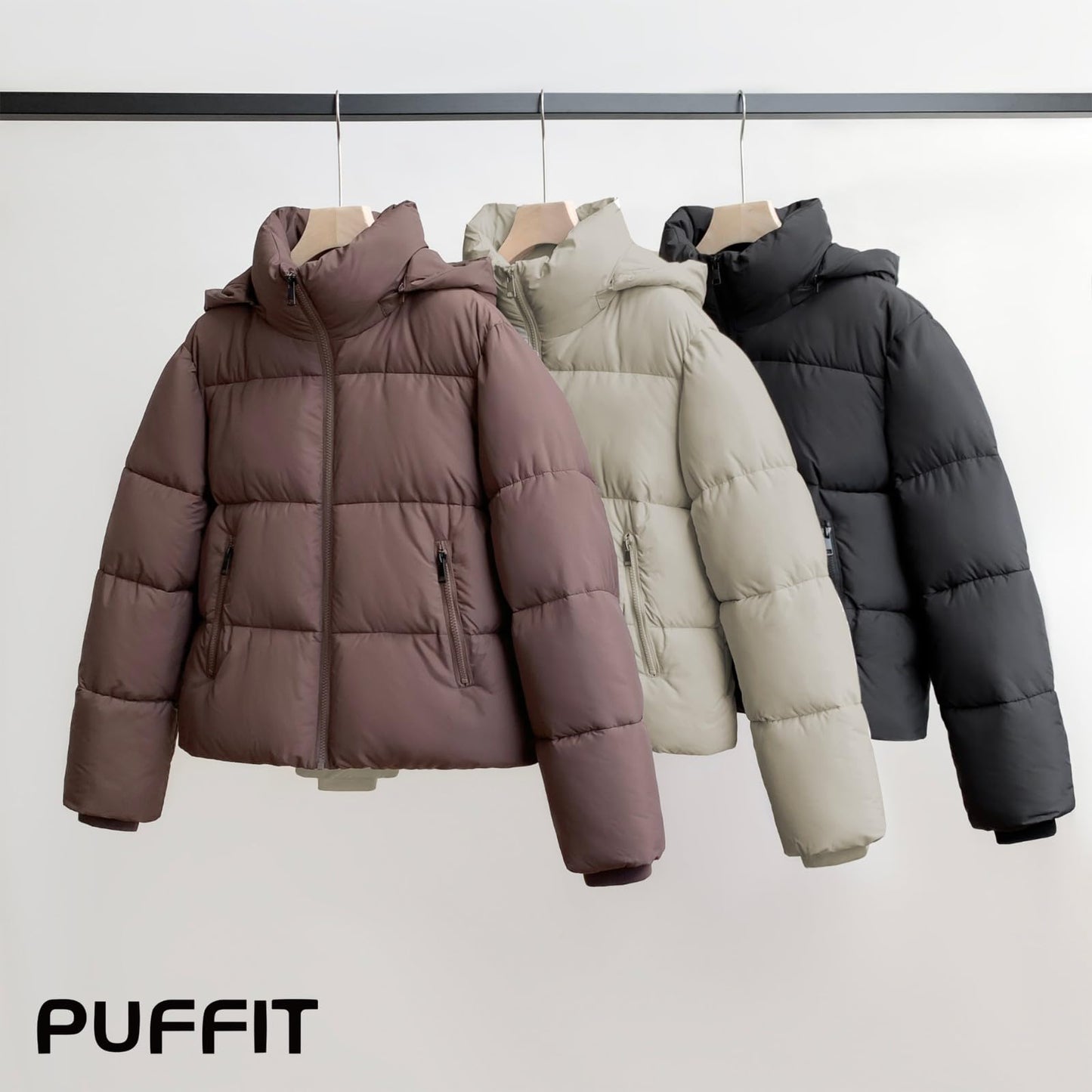 PUFFIT Damen Winter Jake mit Kapuze Warmer Wasserdicht Winterjacke Steppmantel Female Jacken