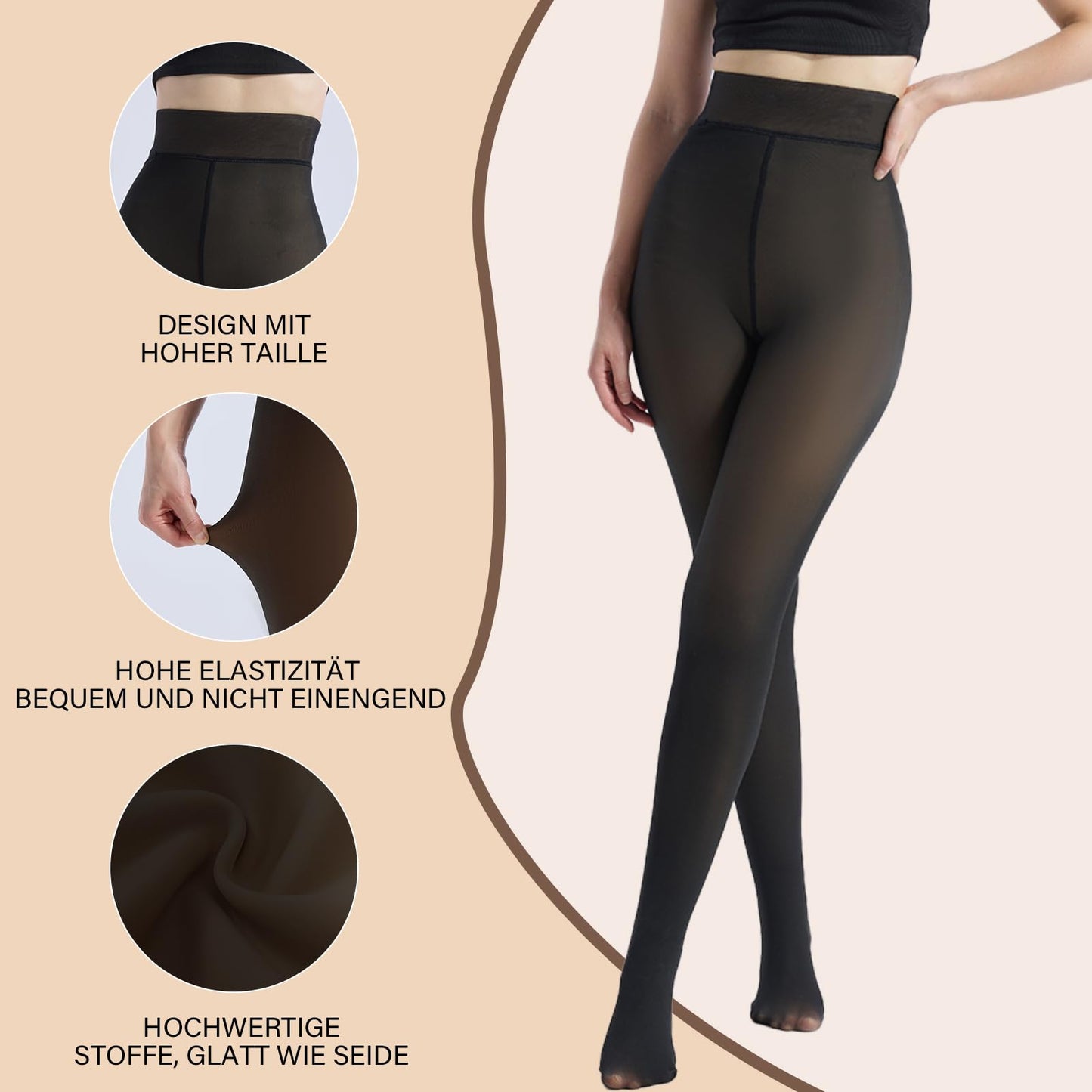DIKER Thermo Strumpfhose Damen, Thermostrumpfhose Damen Winter