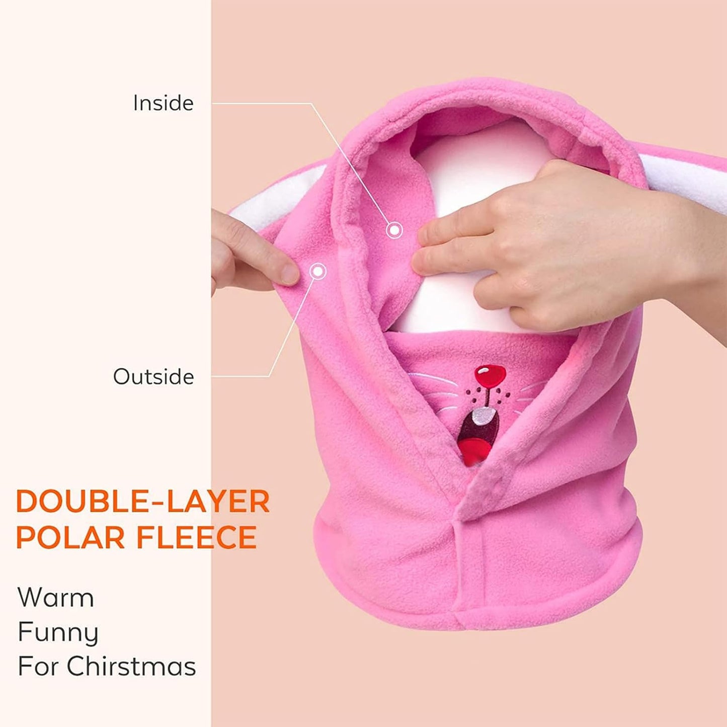 Children's Winter Thermal Fleece Balaclava 4-12 Years, Multifunctional Windproof Adjustable Face Mask, Ski Mask, Warm Hat, Balaclava, Neck Warmer Scarf for Boys and Girls, Outdoor Activities