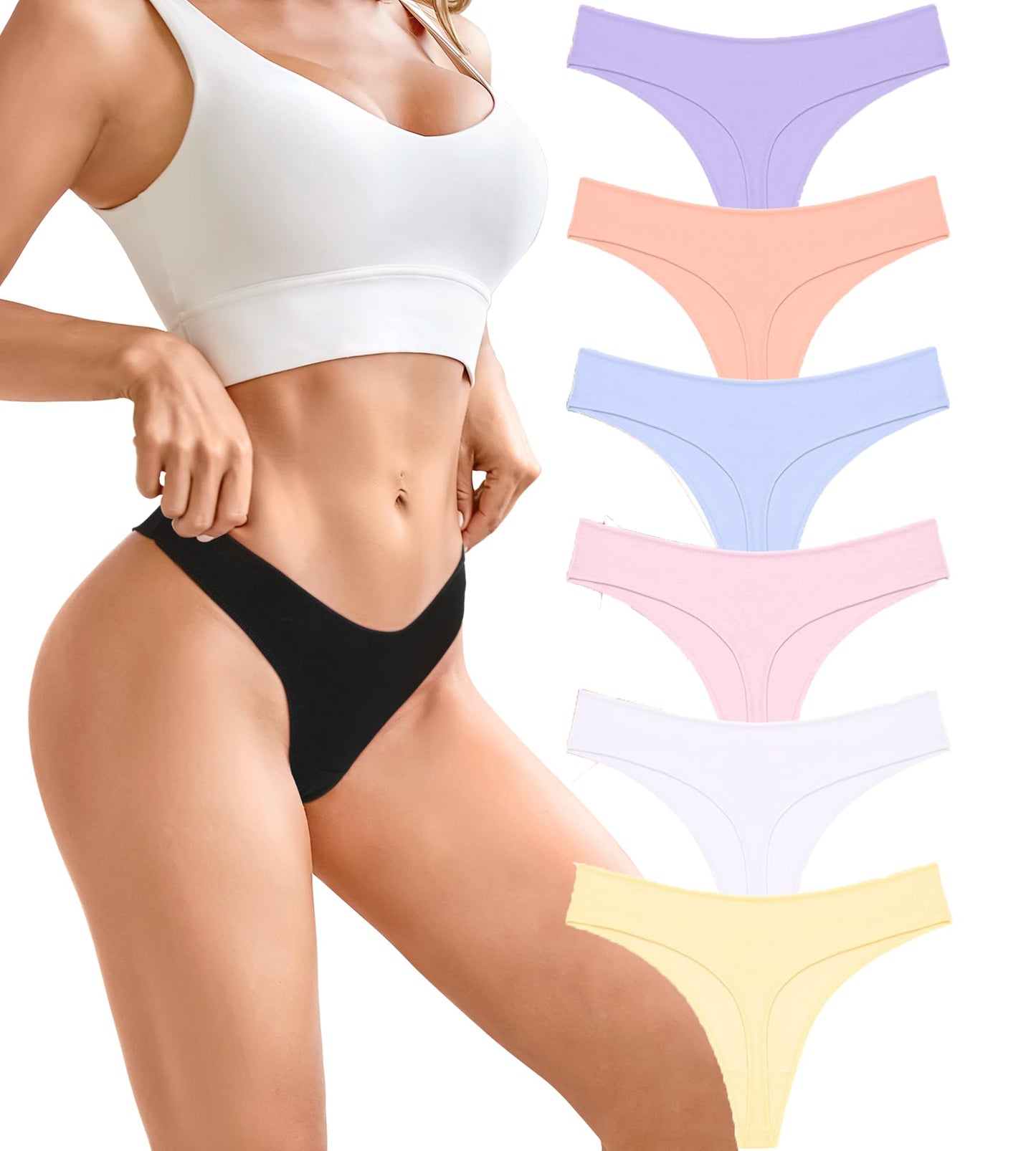 BeReady String Tanga Damen Baumwolle Sexy Unterwäsche Frauen Set Unterhosen Damen Slips Mehrpack Atmungsaktiv Thong Bikini Pantys 6 Pack