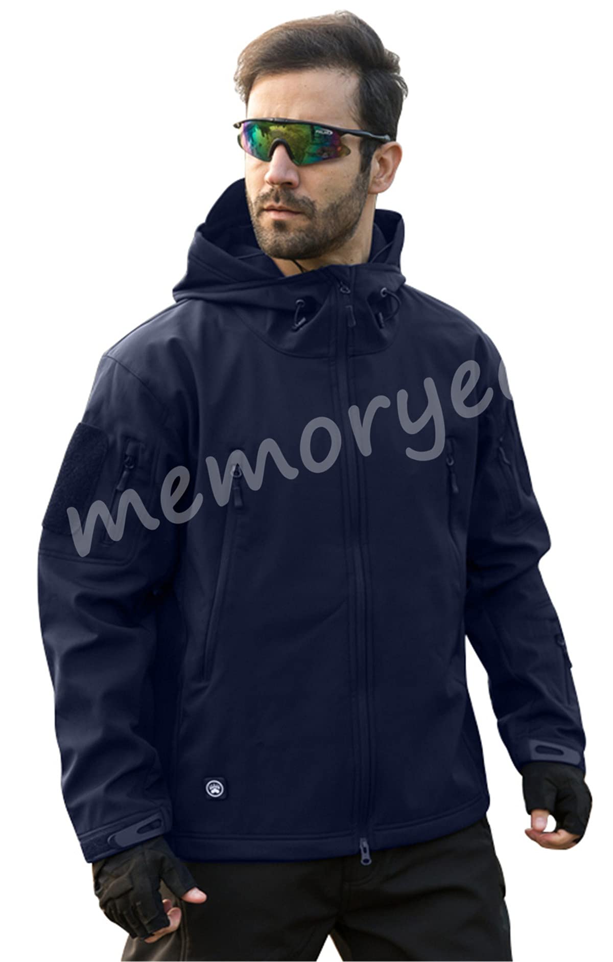Memoryee Men's Waterproof Softshell Jackets, Warm Military Outdoor Tactical Hoodies, Camouflage Coat