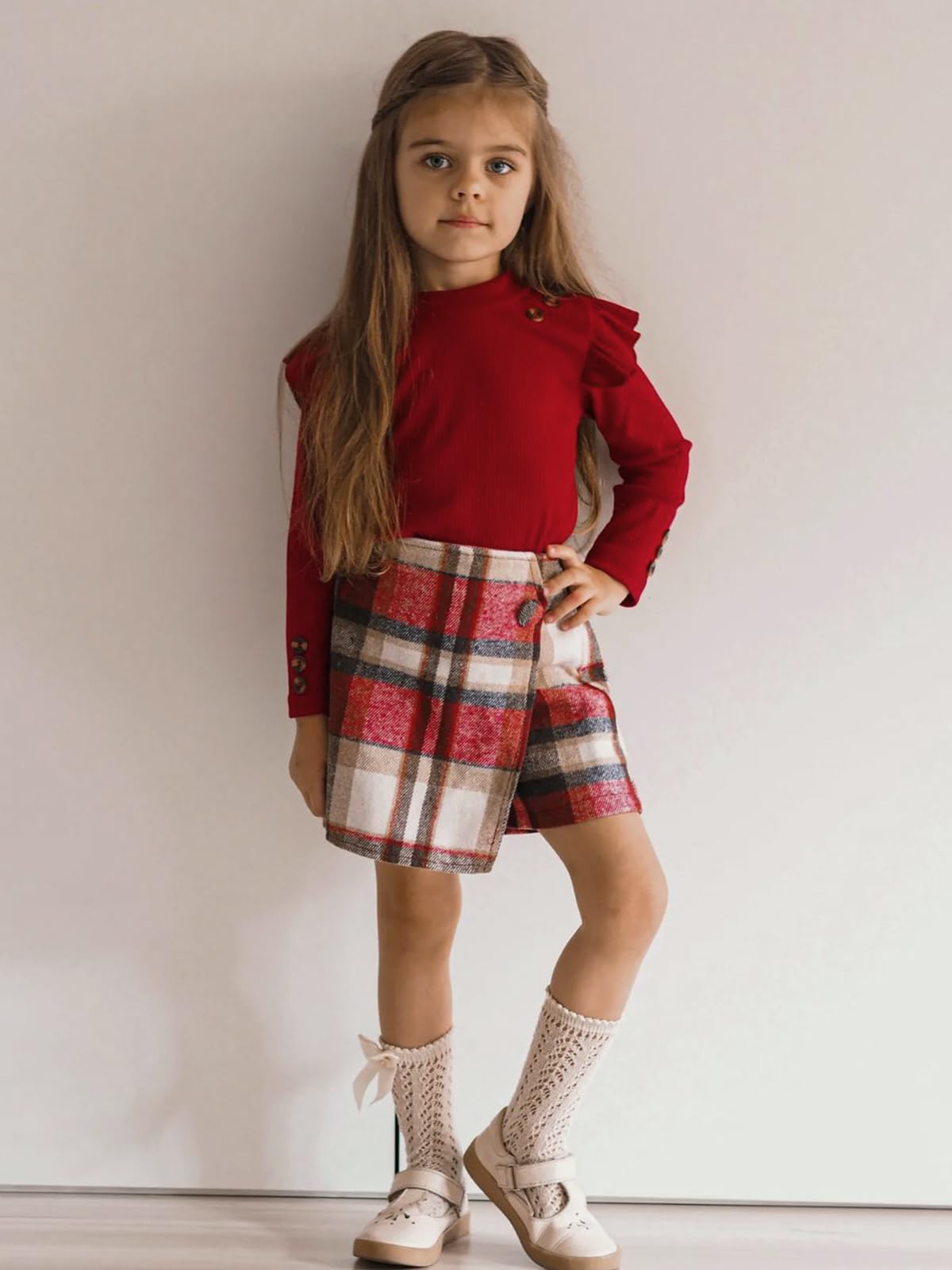 Miipat Toddler Girls Clothing Set Girls Outfits Set Long Sleeve Pullover Tops with Mini Skirt Sets Spring Autumn Baby Clothing Sets Girls Dresses