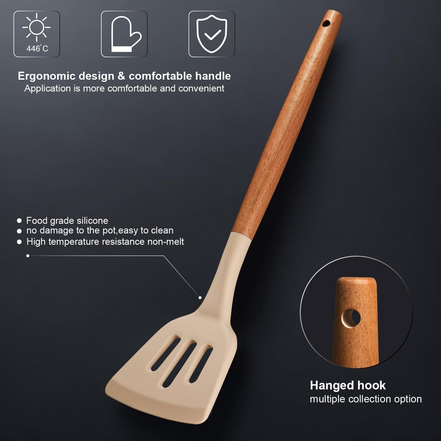 RAXCO Küchenmessersets Mit block,18 Teiligs Küchenutensilien Mit 5 Teiligs Messersets und 7 Teiligs Silikon Pfannenwender,Küchenhelfer sets, Schwarz