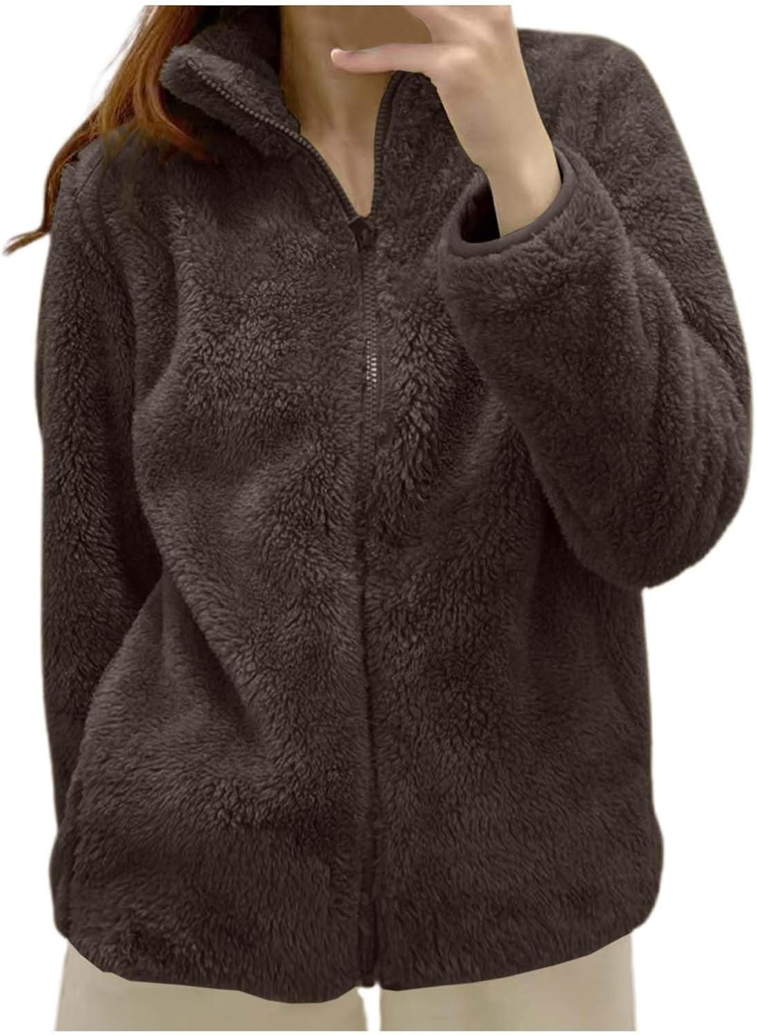 Teddyjacke Damen Winter Teddyfleece Jacke Winterjacke Thermal Warm Teddy Wintermantel Fleecejacke Flauschig Plüschjacke Outdoor Fleecemantel 2026