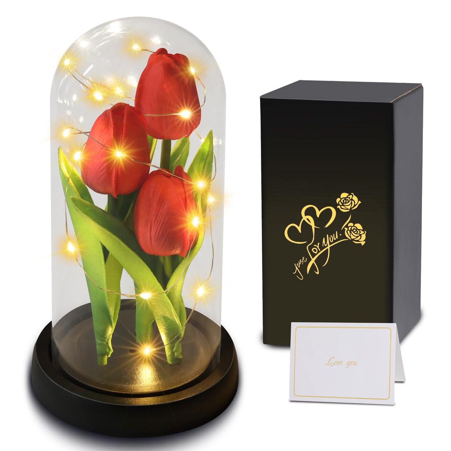 Touloube Geschenke Für Frauen, Galaxy Rose Blume Geschenk, Infinity Rose in Glaskuppel, LED-Lichterkette auf der Kristallrose, Geschenk für Frauen,Hochzeit,Muttertag,Jahrestag und Geburtstag