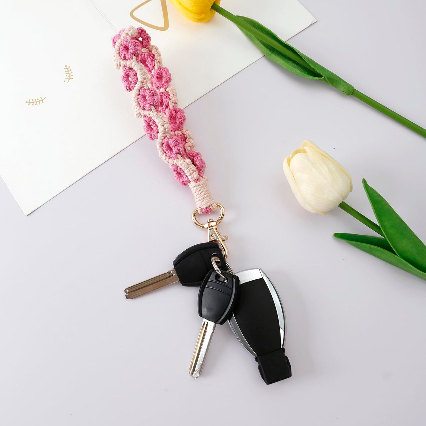 AOKSUNOVA Key Ring Band Macrame Lanyard Short Key Pendant Girls Gift for Women