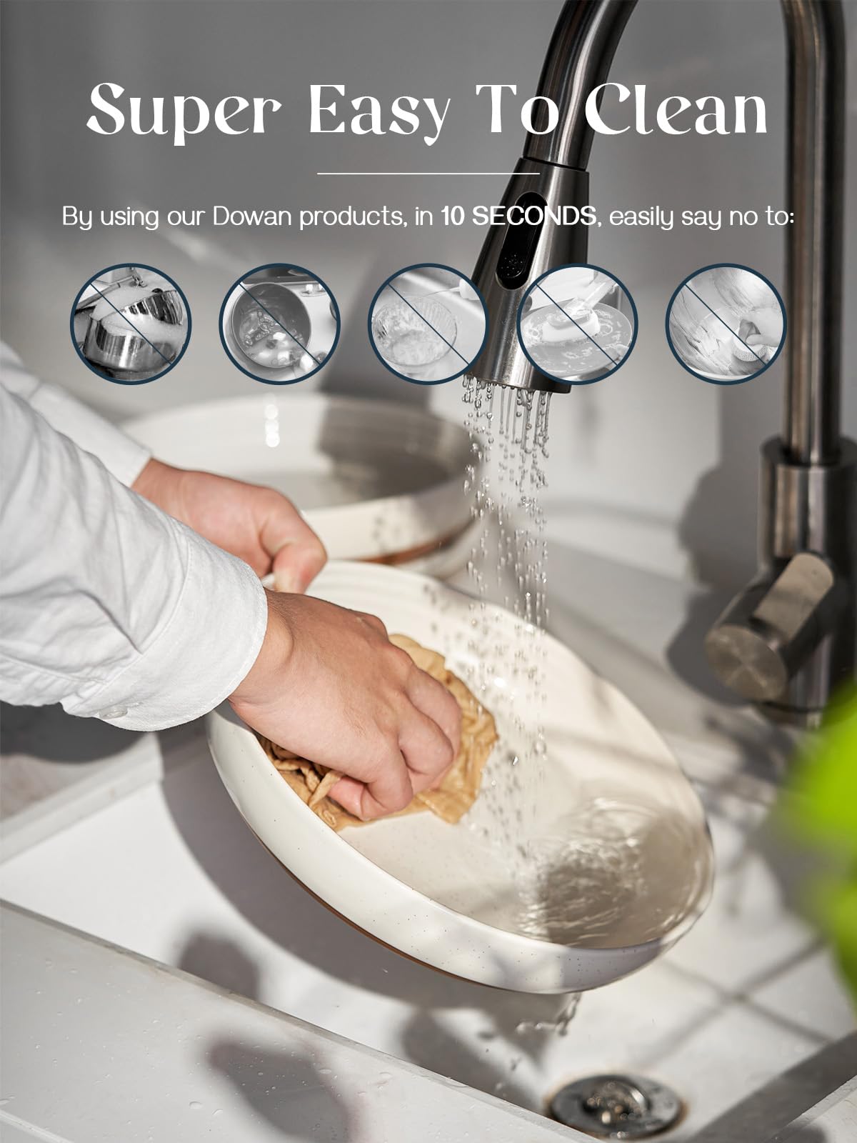 DOWAN Steingut Dessert Teller Set,Tellerset Keramik-6 Personen,21cm Speiseteller Porzellan,Essteller,Steinzeug Geschirrteller,Flache Frühstückstelle teller para Salat,Pasta,Vanille-Weiß