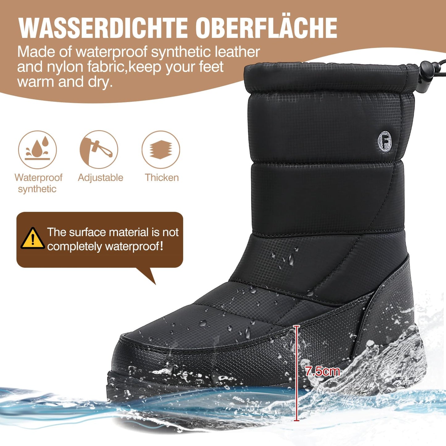 BARFULKER Winterschuhe Herren Damen Winterstiefel Outdoor Warm Gefüttert Schneestiefel,Gr.36-46 EU