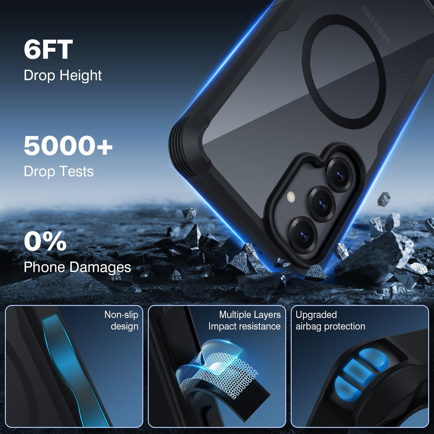 CENHUFO Privacy Screen Case for Samsung Galaxy S25 Ultra, Magnetic Mobile Phone Case with Built-in Privacy Tempered Glass Screen Protector and Camera Protection, 360 Degree Protective Case, Shockproof