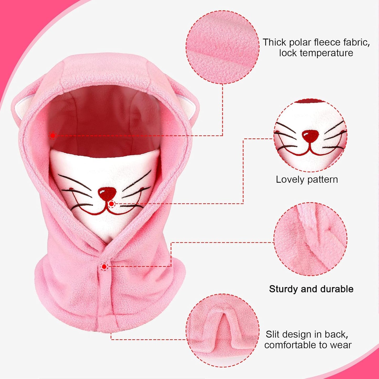 Children's Winter Thermal Fleece Balaclava 4-12 Years, Multifunctional Windproof Adjustable Face Mask, Ski Mask, Warm Hat, Balaclava, Neck Warmer Scarf for Boys and Girls, Outdoor Activities