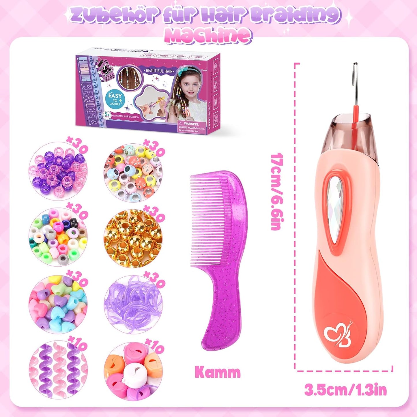 Geschenk Mädchen 5 6 7 8 9 10 Jahre: Haarschmuck Mädchen DIY Haarperlen Set