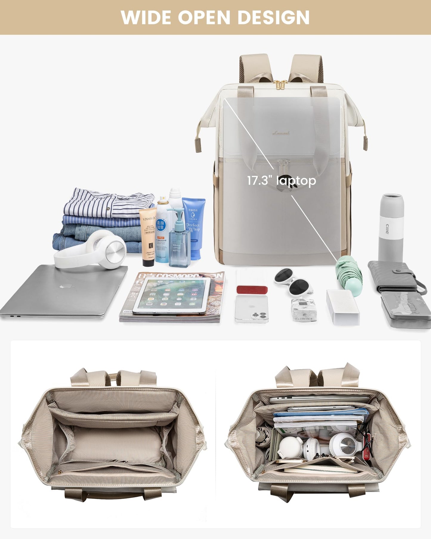 LOVEVOOK Rucksack Damen, Laptop Schulrucksack Wasserdicht, Schultasche Teenager Backpack Women Elegant Tagesrucksäcke Handtasche 2 in 1, 15,6 Zoll Arbeitstasche Lehrertasche Reiserucksack für Uni Büro