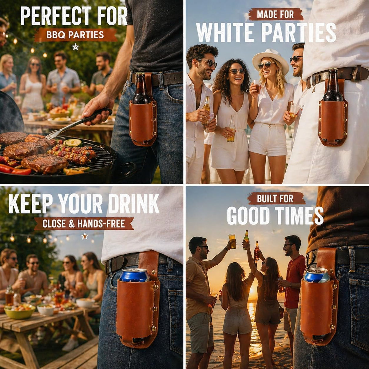 Leder Biergürtel Bierhalter Bierholster,Lustige Bier Geschenke für Männer Bruder Herren Geburtstag Vatertag Weihnachten Biertrinker/Liebhaber.Cowboy Kostüm Herren Bierzubehör Männergeschenke
