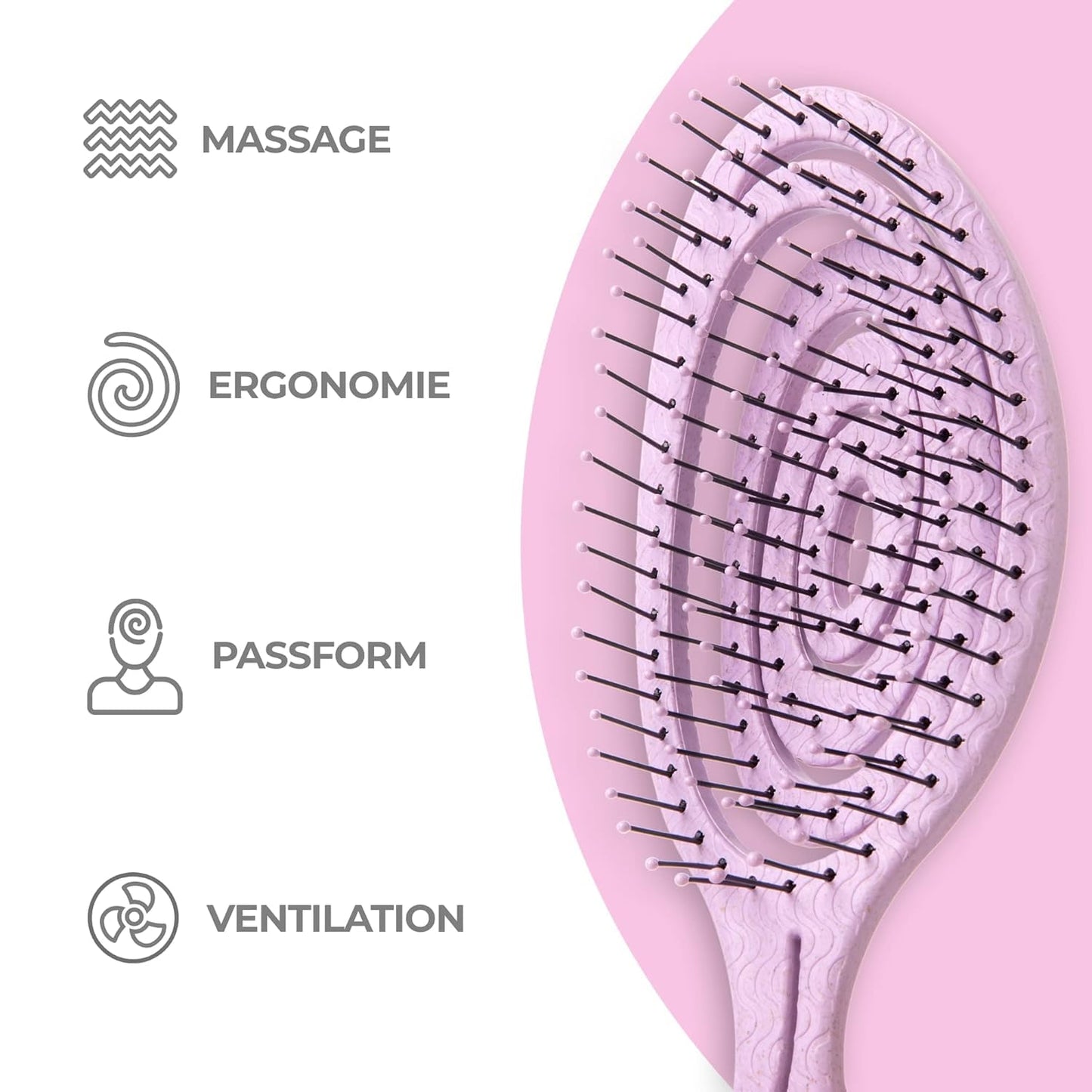 Ninabella Haarbürste ohne Ziepen für Damen, Herren & Kinder - Entwirrbürste auch für Locken & Lange Haare - Einzigartige Profi Detangler-Bürste mit Spiralfeder - Schwarz