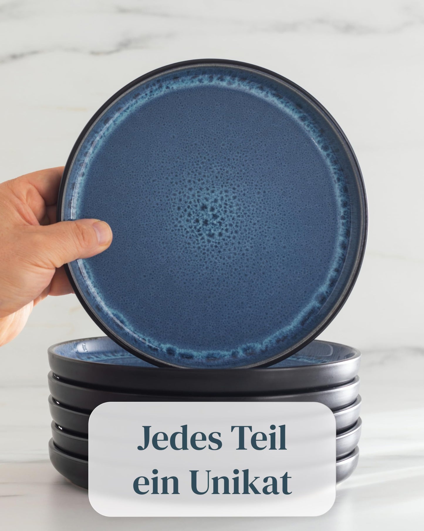 Steingut Frühstücksteller 6 Pers. Ibiza Hochwertiges Mediterranes TEST SEHR GUT Dessertteller Set - Kuchenteller spülmaschinen- und kratzfest - Kleine Teller, Salatteller Pure Living in Petrol