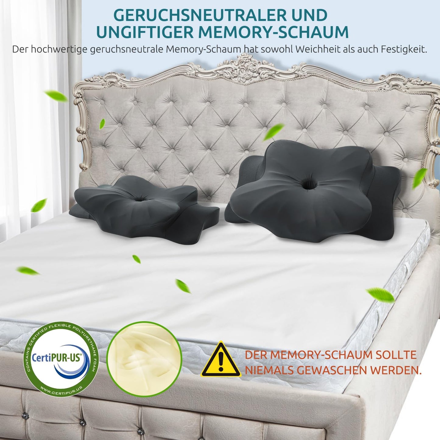 DONAMA Memory Foam Kissen ergonomisches Nackenkissen Kopfkissen Seitenschläferkissen für Seiten, Rücken & Bauchschläfer