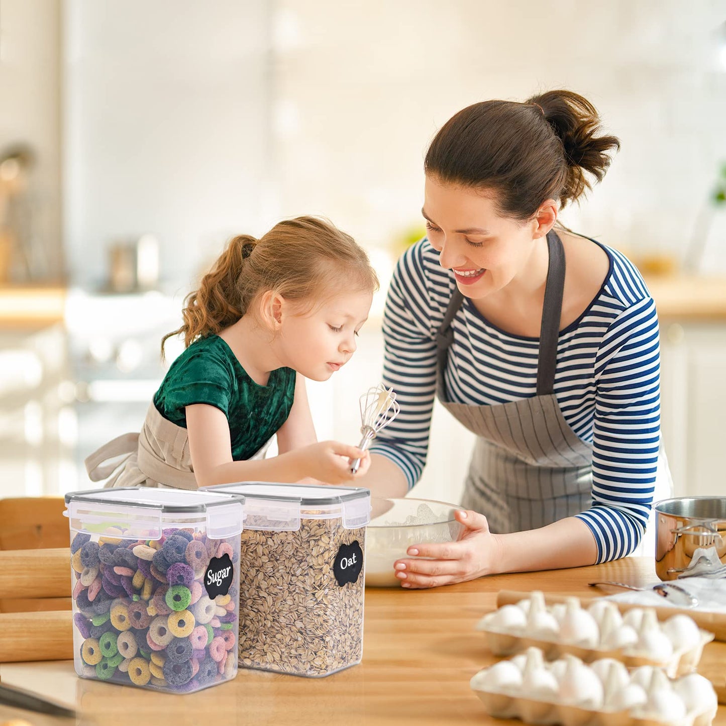 L LONGANCHANG Vorratsdosen mit Deckel Luftdicht Set of 16, BPA frei, Aufbewahrungsbox mit Deckel, Mottensichere Küchen Organizer Cornflakes Müsli Mehl Aufbewahrung, Vorratsbehälter mit Etiketten