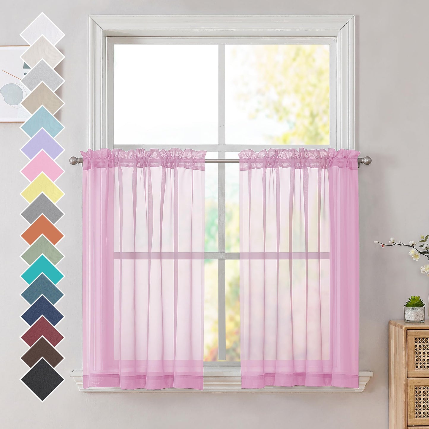 OVZME Extra Lange, durchsichtige Vorhänge, 241,3 cm Länge für französische Tür, Stangentasche, Voile, Fensterbehandlung für Wohnzimmer, Marineblau, 2 Paneele à 42 x 95 l