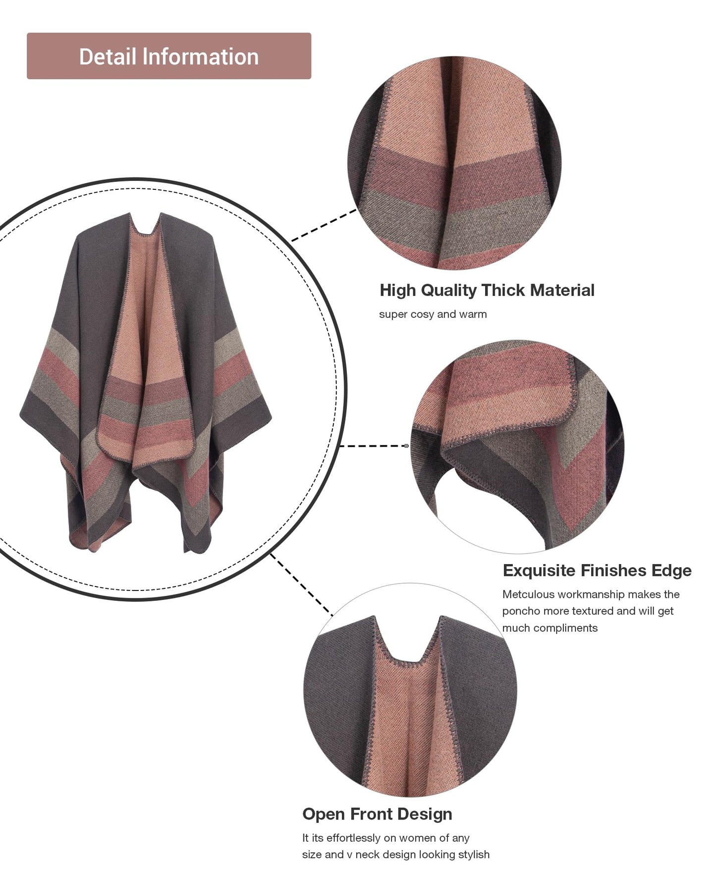 DiaryLook Damen Poncho Schal Winter Cardigan Übergroße Cape Elegant Poncho Für Frauen Umhang Damen Warm Geschenk Für Mutter